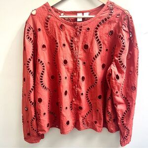 Joie burnt orange Eyelet Top. XL